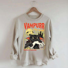 Vampurr Bites Again Halloween Black Cat Sweatshirt