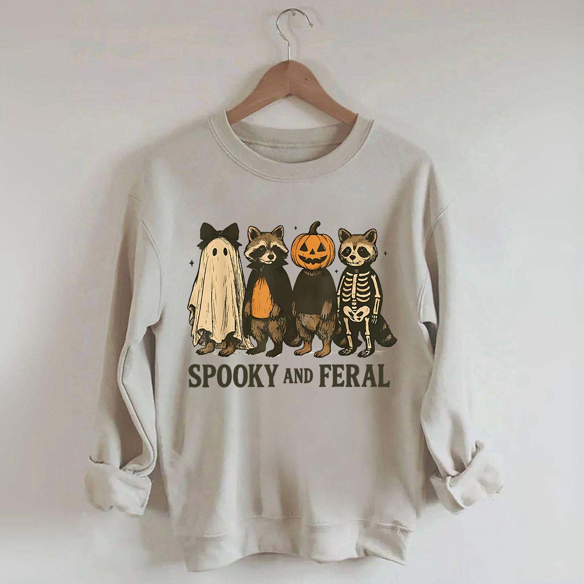 Cute Spooky and Feral Raccoon Sweatshirt