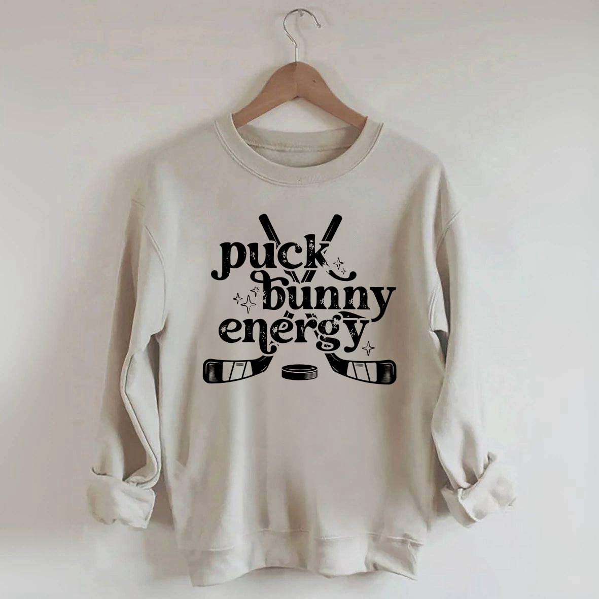 Puck Bunny Energy Retro Hockey Sweatshirt