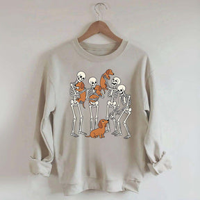 Halloween Dachshund Spooky Season Skeleton Bone Sweatshirt