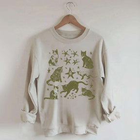 Vintage Cat Star Graphic Sweatshirt