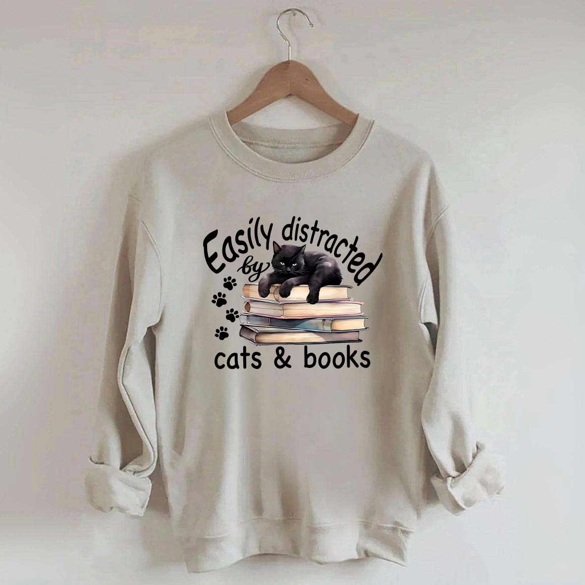 Reader Easily Distracted By Cats And Books Sweatshirt