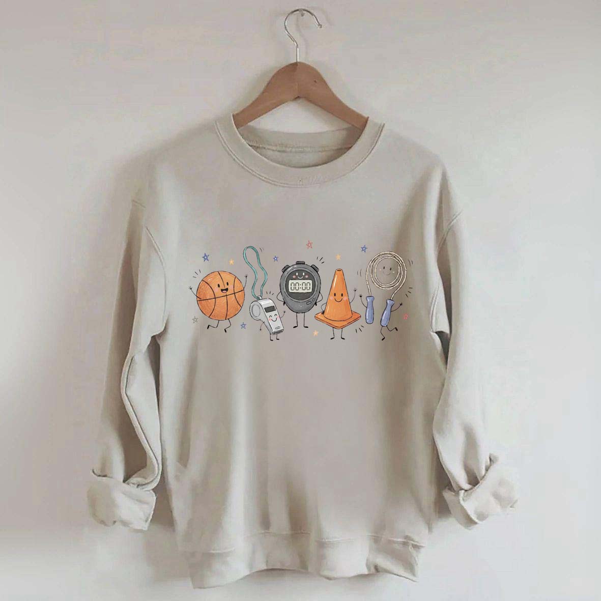PE Teacher Doodle Character Sweatshirt