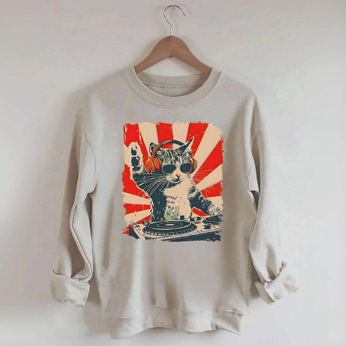 Funny Cat With Headphones Sweatshirt