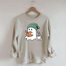 Winter Ghost Reading Book Coffee Sweatshirt