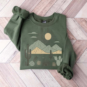 Western Desert Cactus Mountain Sweatshirt