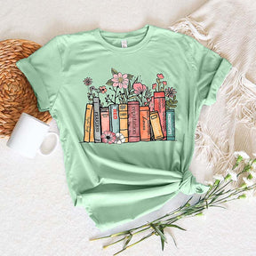 Flower Books Lover Teacher Gift T-Shirt