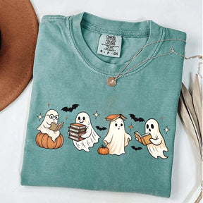 Trendy Halloween Ghosts Reading T-Shirt