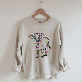 Cute Cow Christmas Lights Sweatshirt