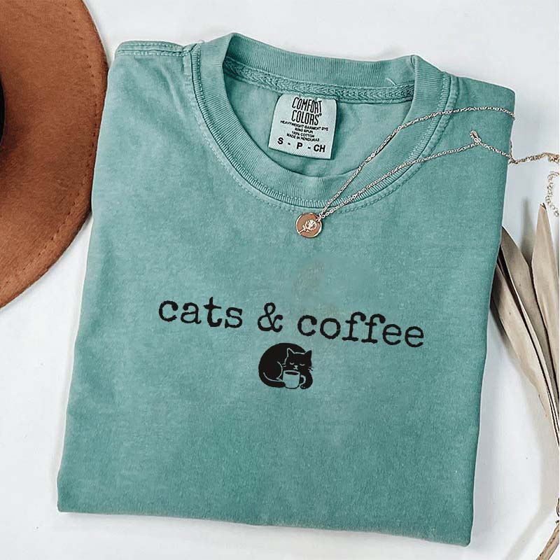Comfort Colors Cats Coffee T-Shirt