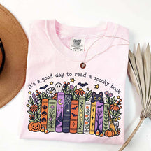 It's a Good Day to Read a Spooky Book Floral T-Shirt