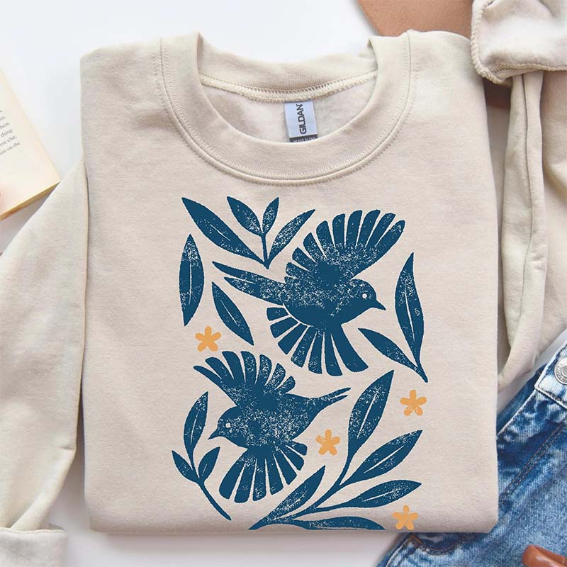 Retro Botanical Birds Sweatshirt