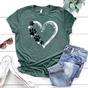 Paw Heart Cat Dog Lover T-Shirt