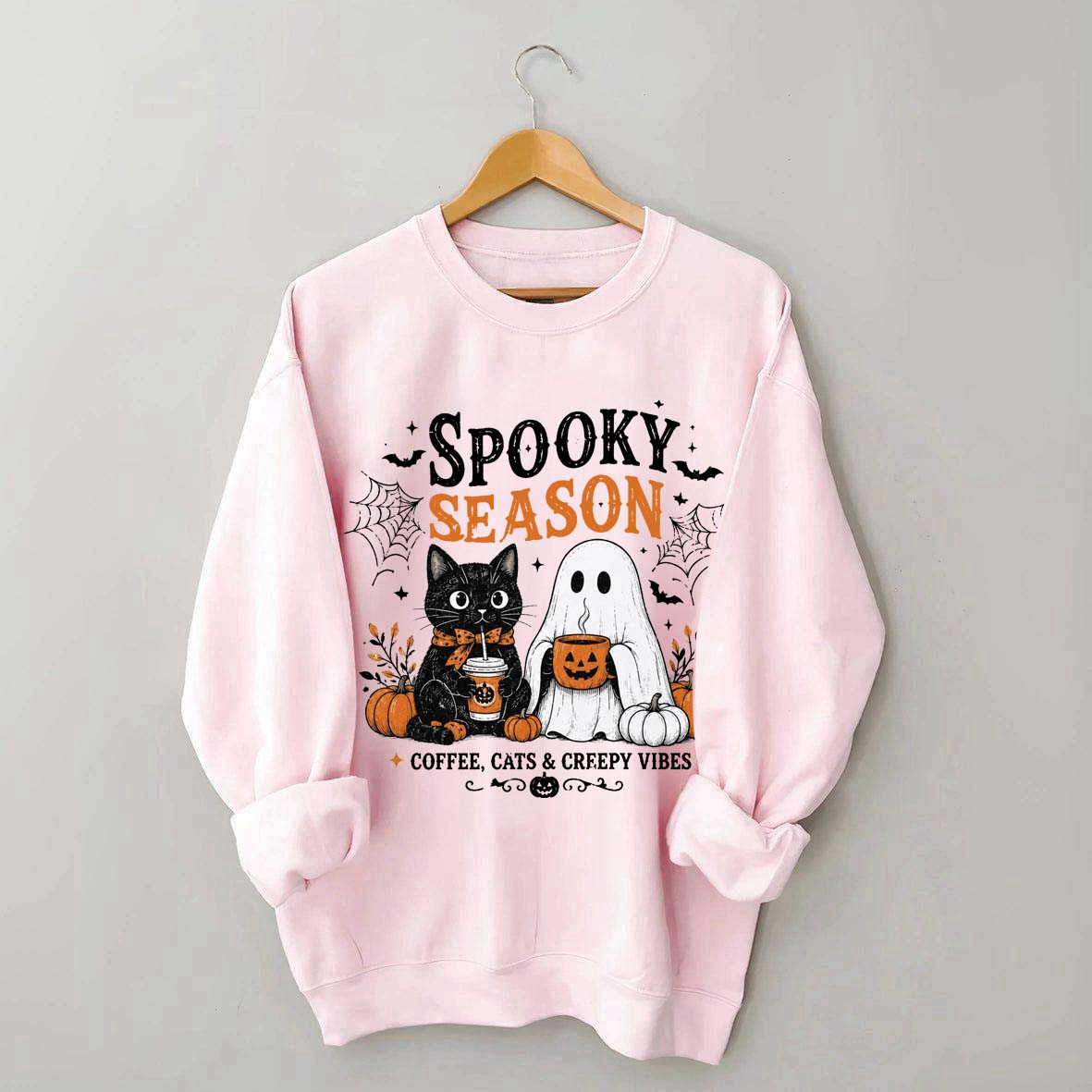 Spooky Season Coffee Cats & Creepy Vibes Sweatshirt