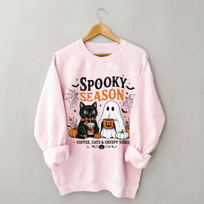 Spooky Season Coffee Cats & Creepy Vibes Sweatshirt
