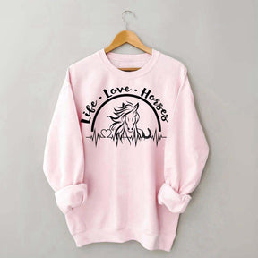 Life Love Horses Heartbeat Sweatshirt