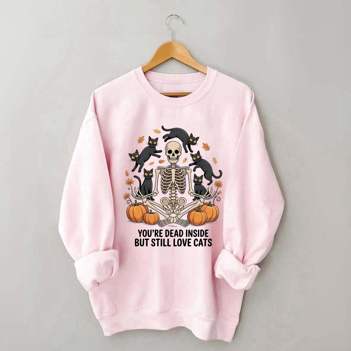Skeleton Cats Pumpkins Yoga Sweatshirt