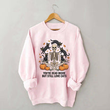 Skeleton Cats Pumpkins Yoga Sweatshirt