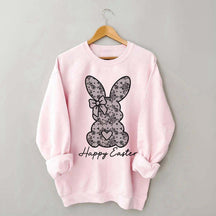 White Lace Bunny Coquette Bow Sweatshirt
