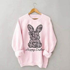 White Lace Bunny Coquette Bow Sweatshirt
