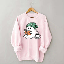 Winter Ghost Reading Book Coffee Sweatshirt