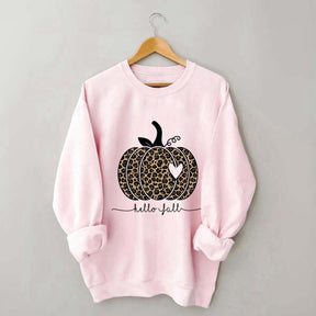 Hello Fall Leopard Pumpkin Sweatshirt