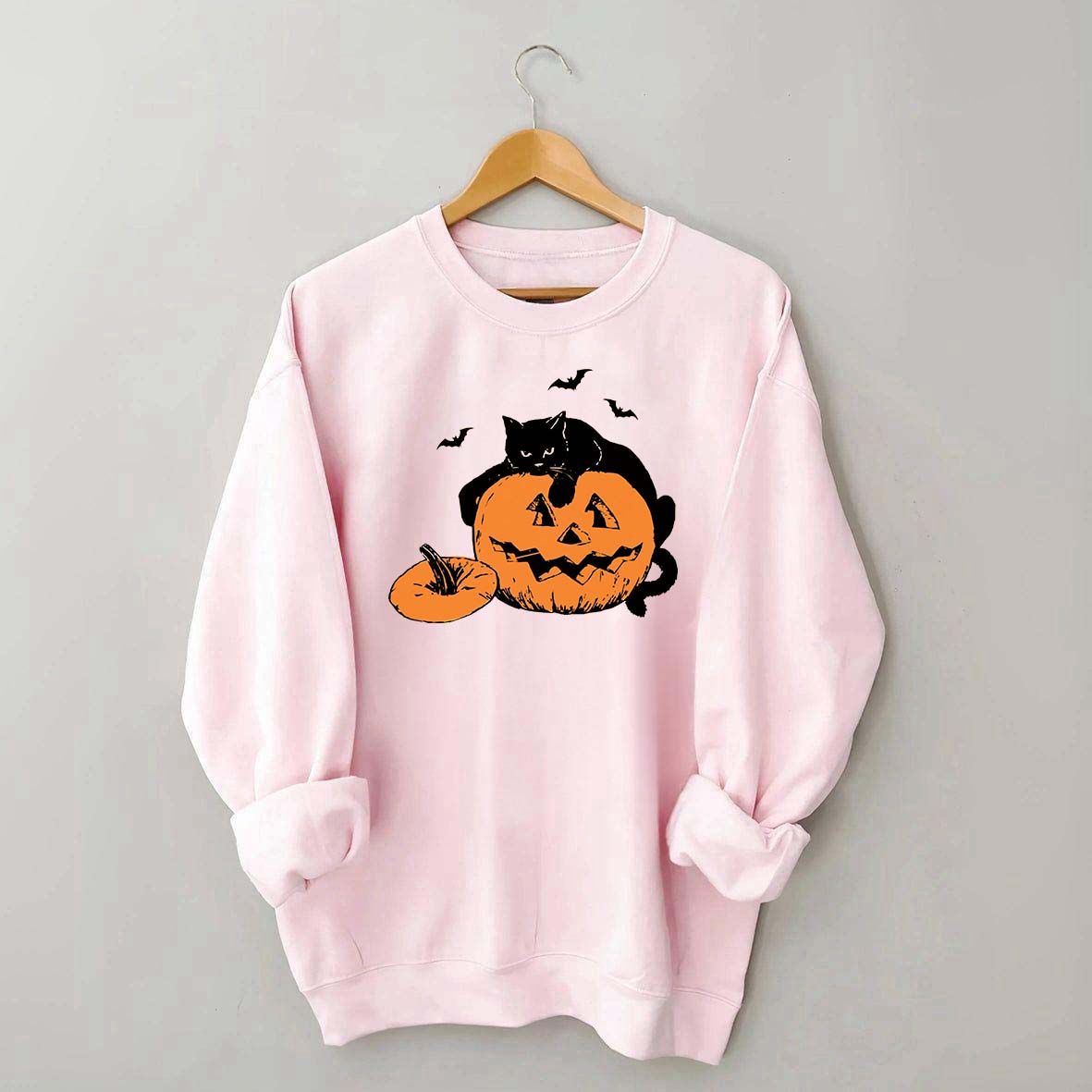 Vintage Black Cat Halloween Pumpkin Sweatshirt