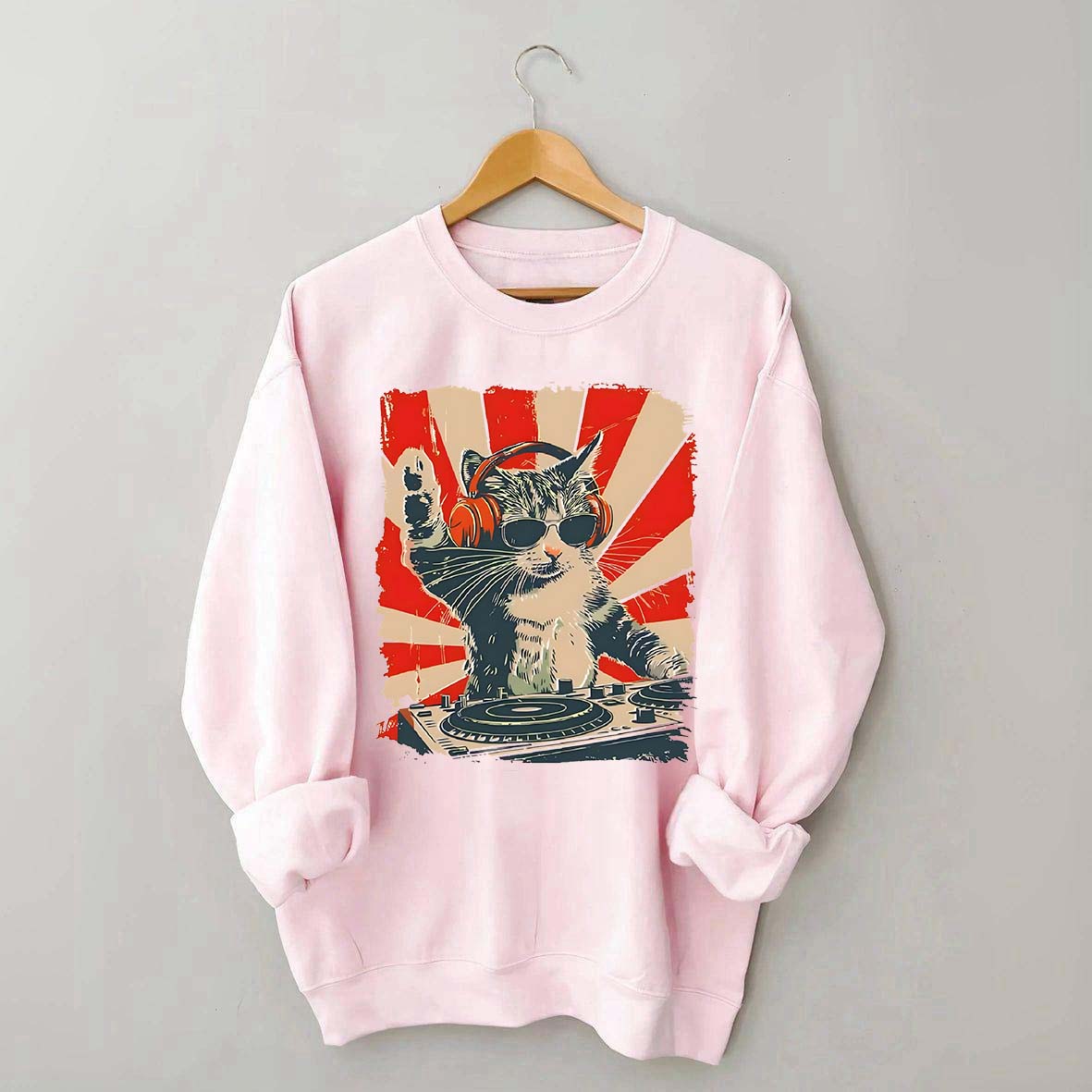 Funny Cat With Headphones Sweatshirt