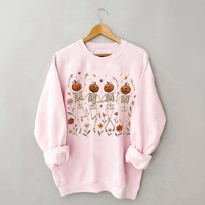 Wildflower Skeleton Preppy Halloween Sweatshirt