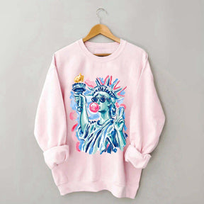 Preppy Statue of Liberty Blowing Bubble Gum Sweatshirt