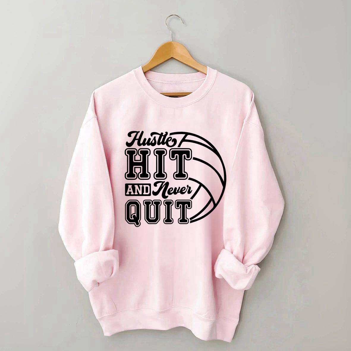Hustle Never Quit Gameday Games Practice Fan Sweatshirt