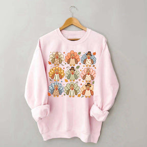 Boho Turkey Thanksgiving Preppy Fall Wild Sweatshirt