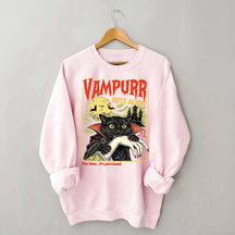 Vampurr Bites Again Halloween Black Cat Sweatshirt