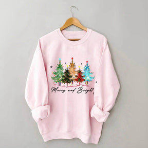 Merry and Bright Trees Women's Christmas Sweatshirt