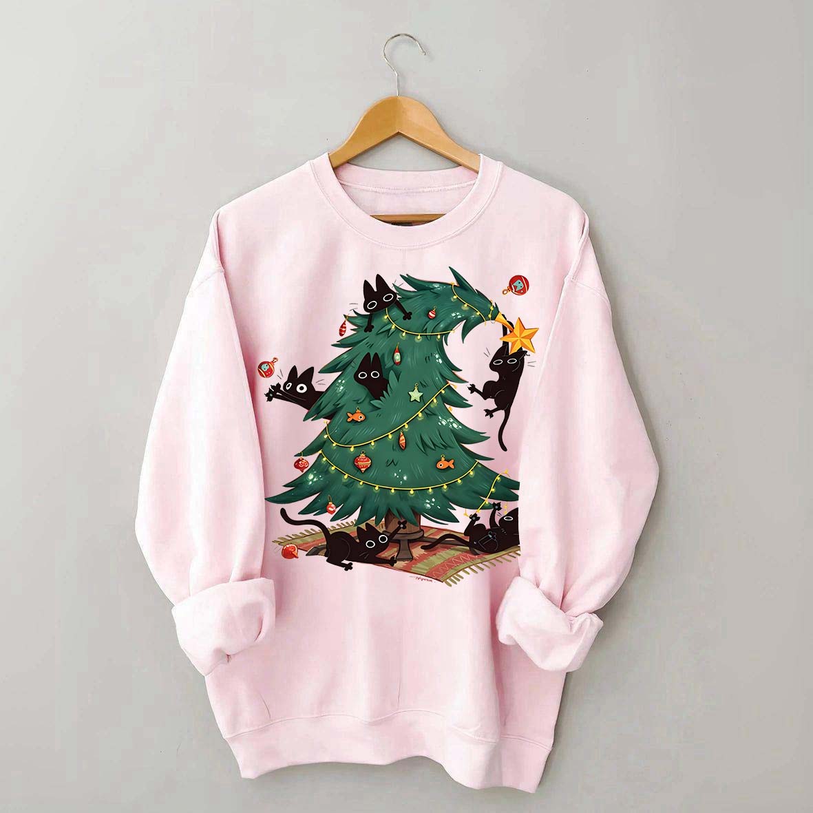 Christmas Tree And Cat Owner Sweatshirt