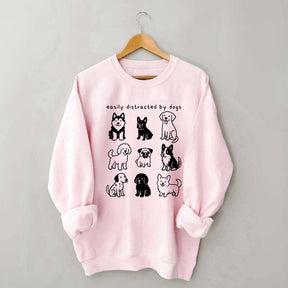 Funny Cute Easily Distracted By Dogs Sweatshirt