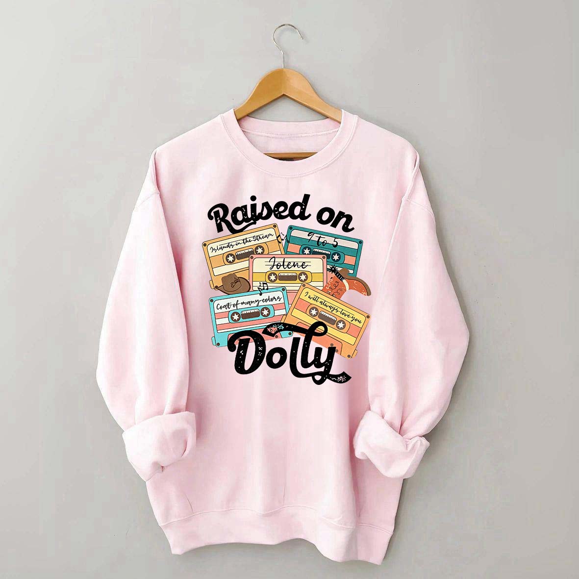 Raised On Dolly Retro Cassette Music Sweatshirt