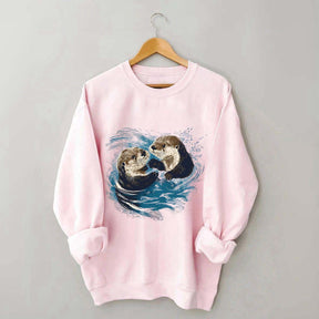 Vintage Otters Ocean Animals Sweatshirt