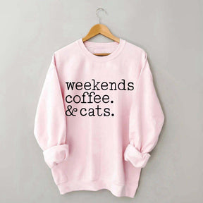 Weekends Coffee and Cats Sweatshirt