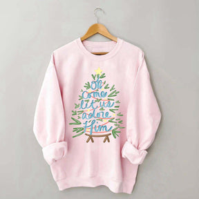 Oh Come Let Us Adore Him Christmas Tree Cute Sweatshirt