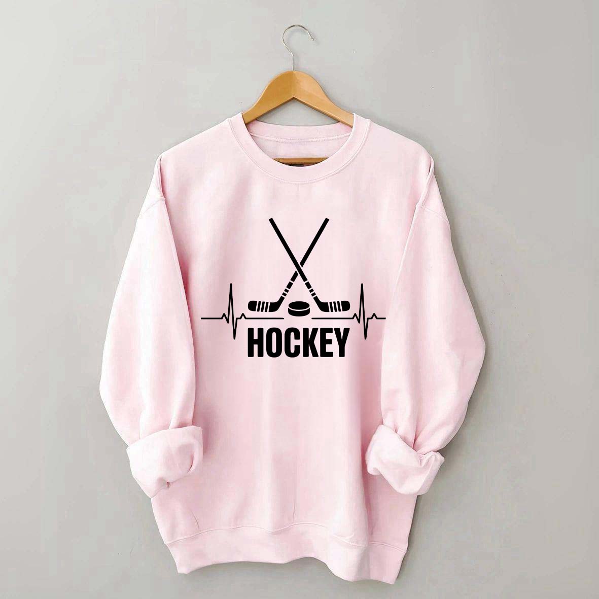 Hockey Sticks & Puck Heartbeat Graphic Sweatshirt