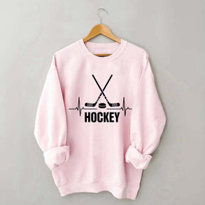 Hockey Sticks & Puck Heartbeat Graphic Sweatshirt