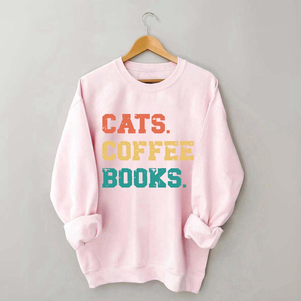 Funny Cats Coffee Books Sweatshirt