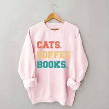 Funny Cats Coffee Books Sweatshirt
