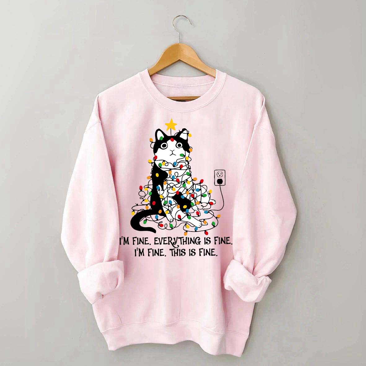 Christmas Cat Lights Sweatshirt