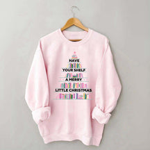 Pink Christmas Book Tree Sweatshirt