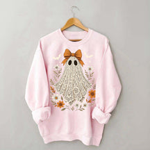 Cute Lace Ghost Bow Spooky Season Sweatshirt