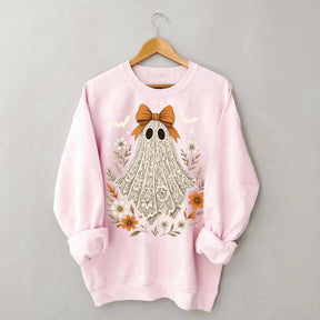 Cute Lace Ghost Bow Spooky Season Sweatshirt