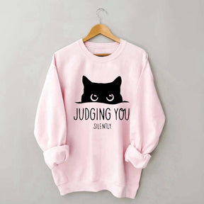 Judging You Silently Black Cat Sweatshirt
