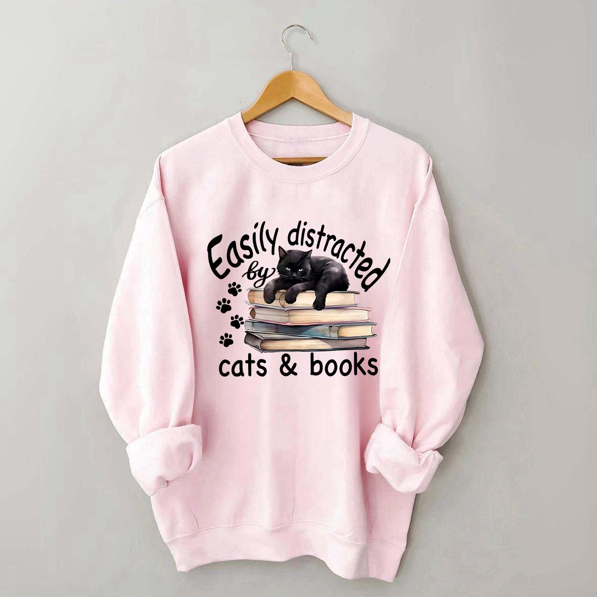 Reader Easily Distracted By Cats And Books Sweatshirt